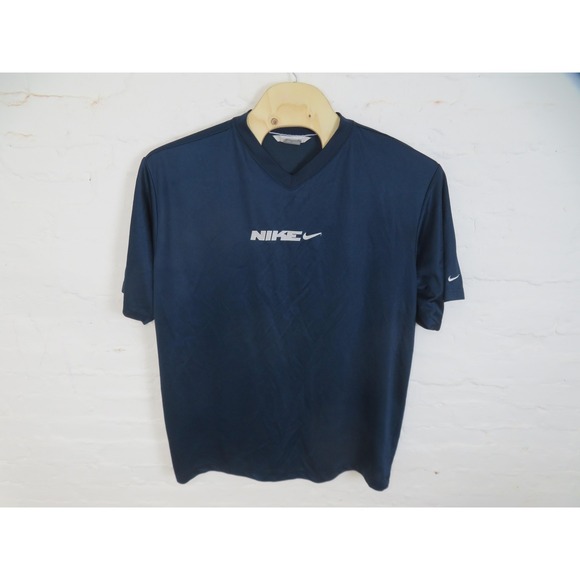 Nike Other - Vintage Nike Silver Tag Shirt Mens 3XL Blue Shiny Dazzle Center Logo Mesh Baggy